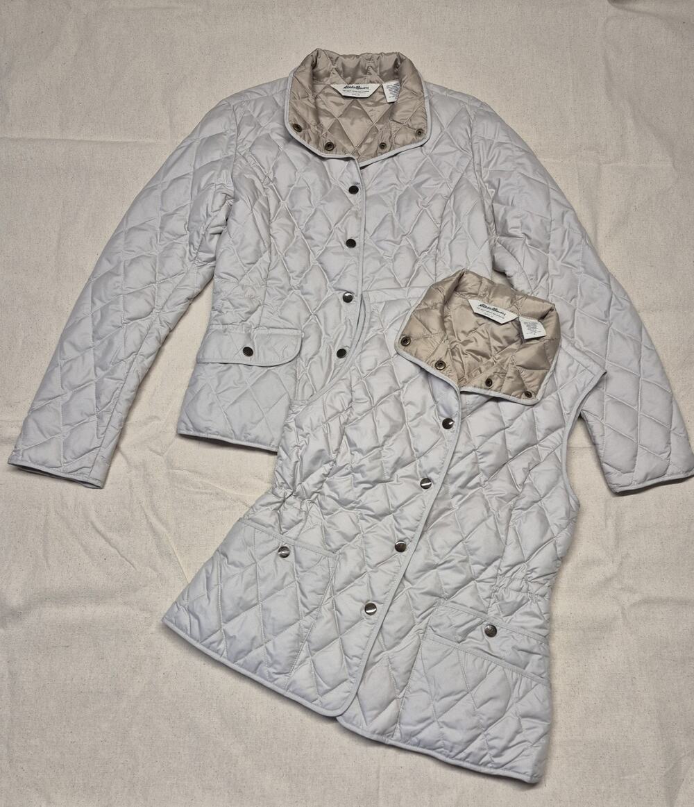 Eddie Bauer Women’s Small Goose Down Jacket and Vest Set 550 Fill Quilted Puffer